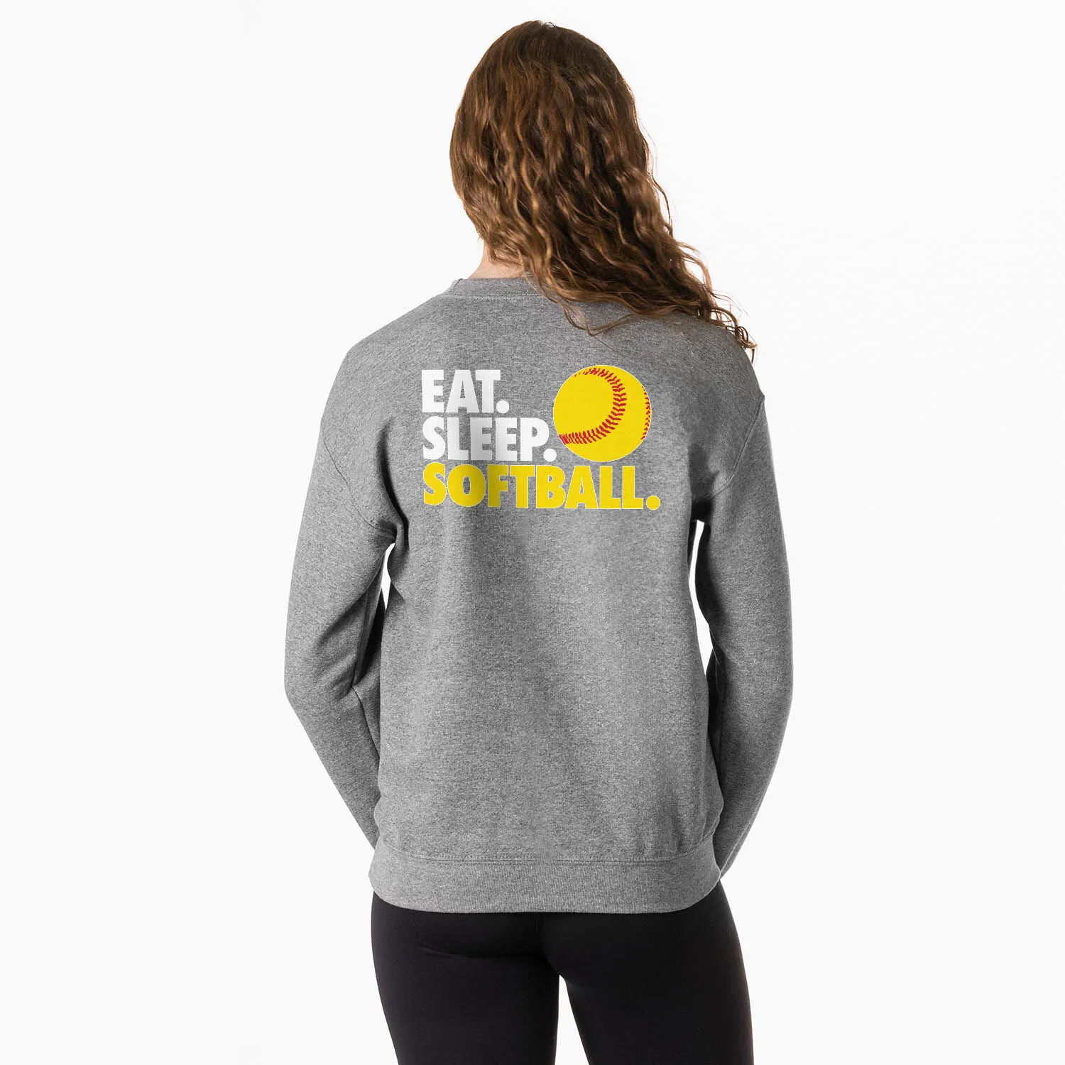 Softball Crewneck Sweatshirt - Eat Sleep Softball (Back Design) 